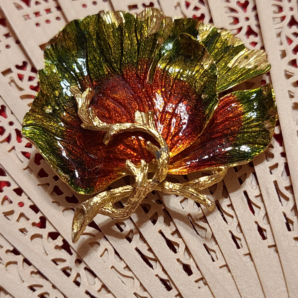 Lisner Stamped Colorful Floral Brooch 39$